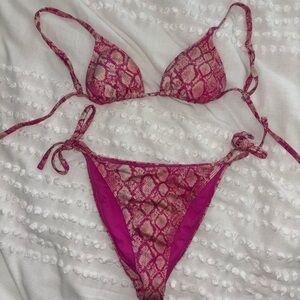Kendall and Kylie Pink Snakeskin Bikini Set
